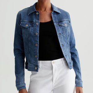 AG Blue Denim Long Sleeve Button Pocket Lightweight Jean Jacket- Size Large